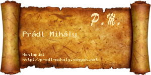 Prádl Mihály névjegykártya